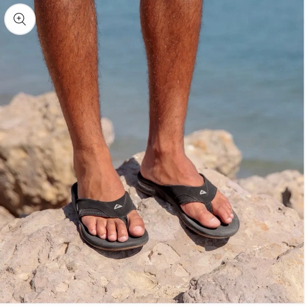 Reef Black and Silver Fanning Flip-Flop with Bottle Opener